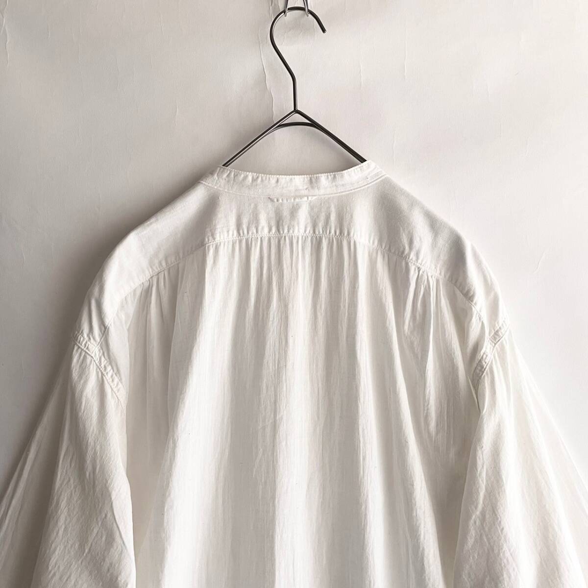 45R 日本製 フォーティファイブアール ロングシャツ バンドカラー ブザム オーバーサイズ ゆったりめ ユニセックス ホワイト size 4 sk_画像4