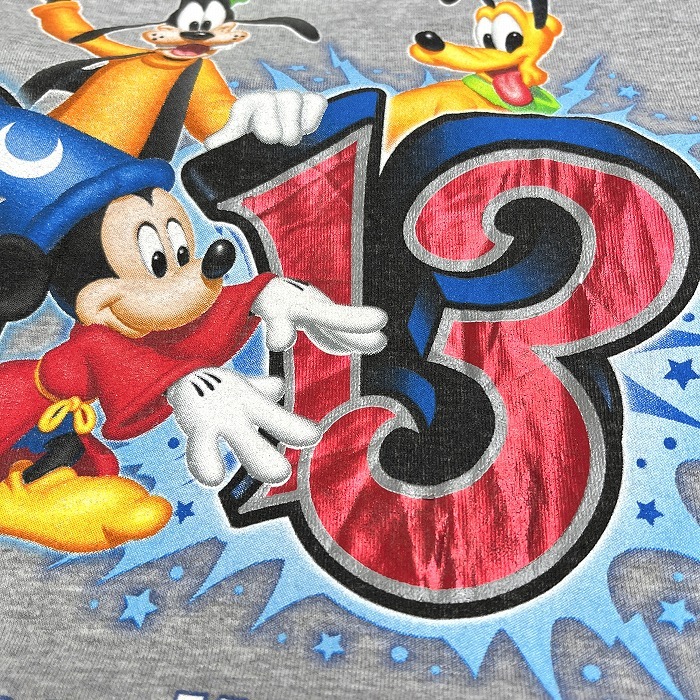 ウォルトディズニーワールド Disneyland RESORT WALT DISNEY World Tシャツ 輸入古着 ミッキー 2013 半袖 綿×ポリ M 杢グレー メンズ_画像6
