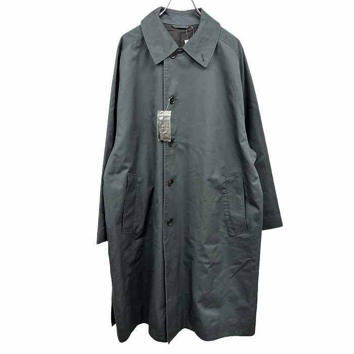 ユニクロユー 【新品】Uniqlo U ステンカラーコート ラグラン 長袖 ボタン留め 無地 綿100% M ブルーグリーン 青緑系 レディース