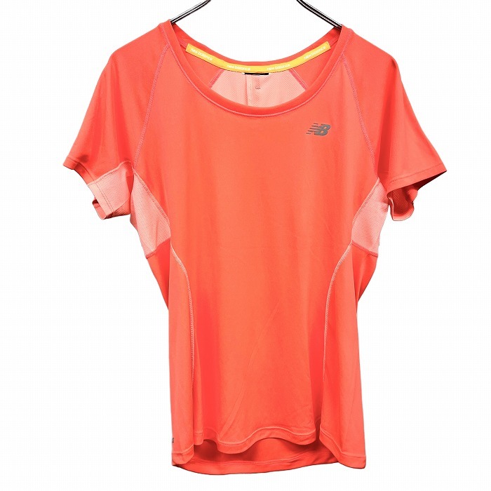 ニューバランス NB ICE NEW BALANCE 薄手 スポーツシャツ Tシャツ 背中と脇がメッシュ ラグラン 半袖 サーモンピンク レディース_画像1