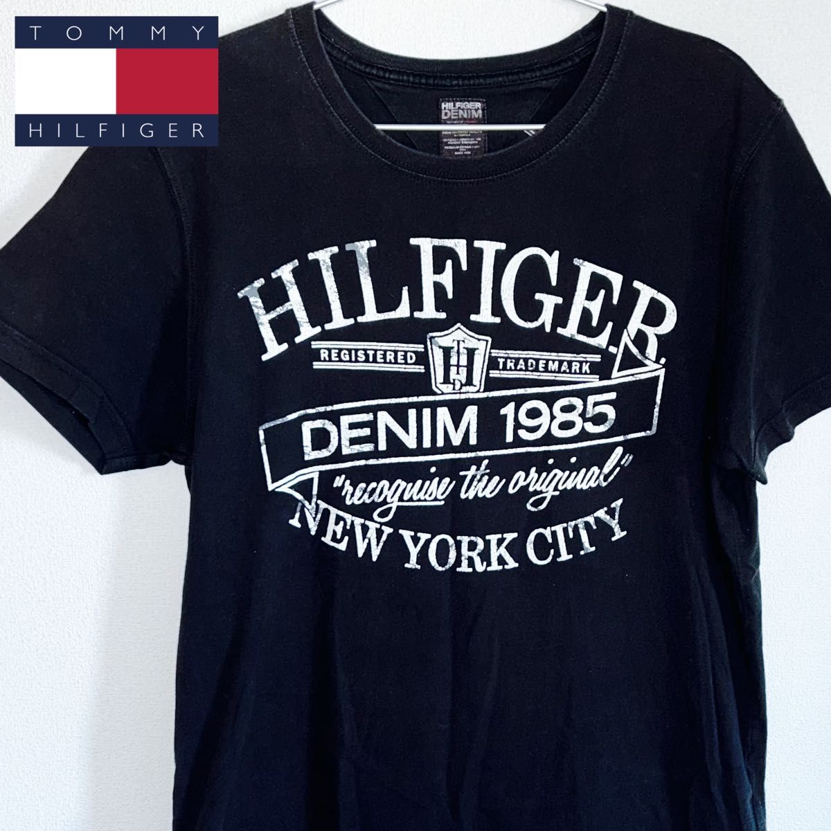 【美品】トミーヒルフィガー TOMMY HILFIGER Tシャツ 半袖 Lサイズ ブラック 黒