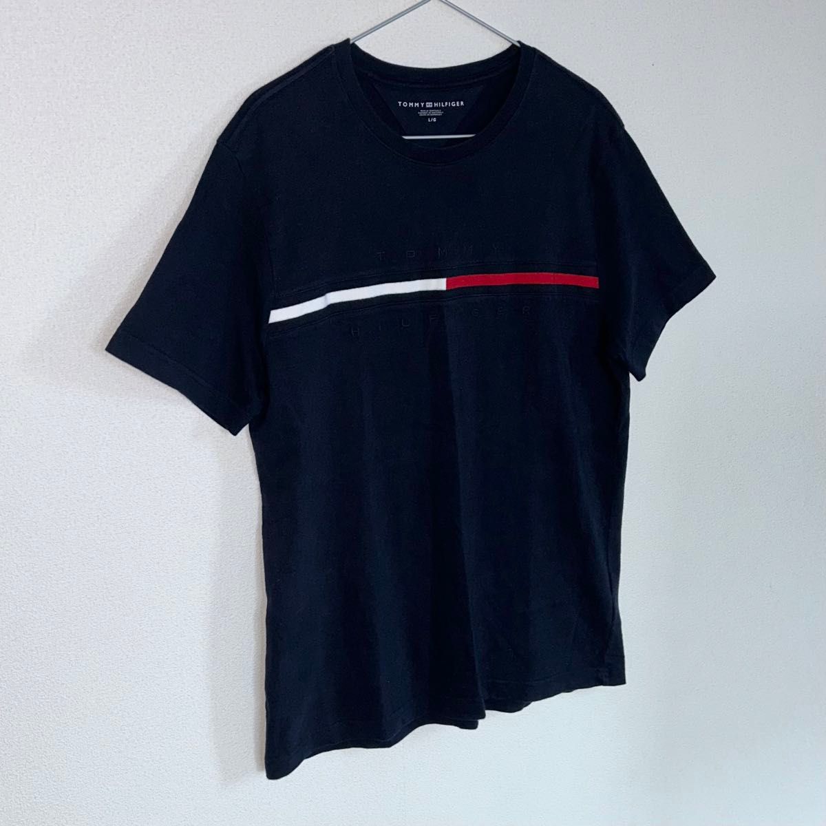 【極美品】トミーヒルフィガー TOMMY HILFIGER Tシャツ 半袖 Lサイズ ネイビー 刺繍