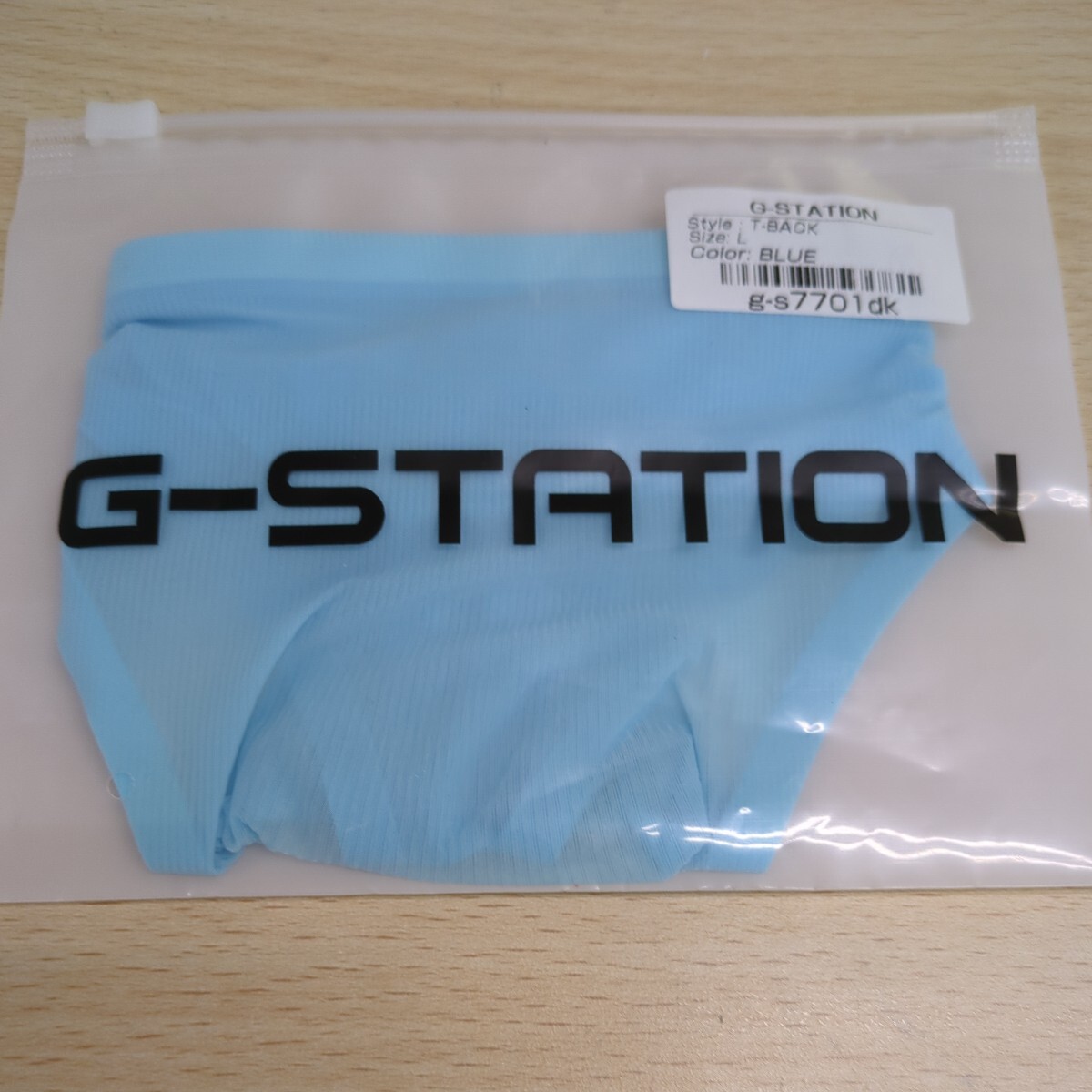 ●【14】Lサイズ Tバック( 下着、 パンツ )　G−station　サックスブルー　シースルー　シームレス　立体加工【美品】【未使用】_画像4