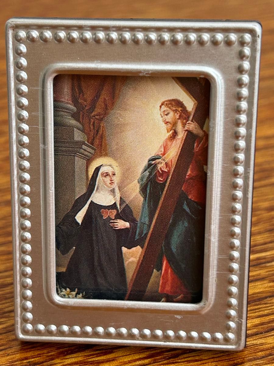 イタリア　アンティーク　　インテリア　マリアとキリスト像ミニ写真立て　