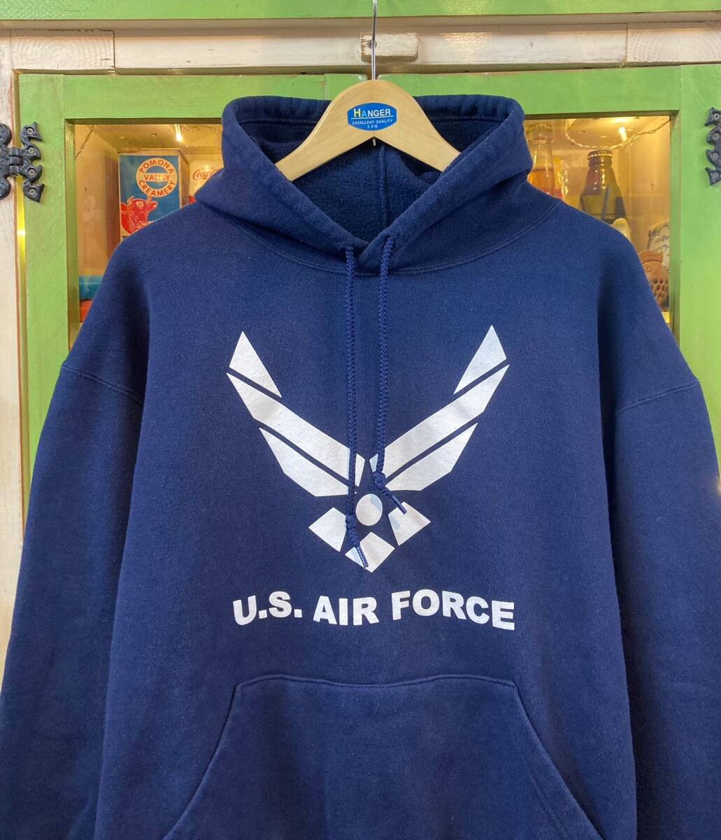 US AIR FORCE パーカー made in USA サイズＬスウェットパーカー ネイビー vintage ビンテージ アメリカ_画像1