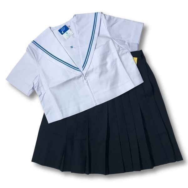 【新品未使用品】セーラー夏服上衣&おまけスカート1着★学生服*前開き*白襟*ライトブルー2ライン*白色*ホワイトボディ*175B*19号(SV175B)の画像7