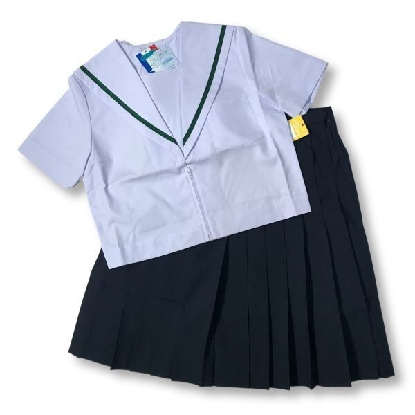 【新品未使用品】セーラー夏服上衣&おまけスカート1着★学生服*前開き*白襟*グリーン1ライン*白色*ホワイトボディ*170B*17号(SG170B)の画像7