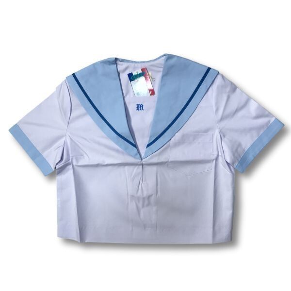 【新品未使用品】セーラー夏服上衣&おまけスカート1着★学生服*横開き*水色襟*ブルー1ライン*白色*ホワイトボディ*140A*5号(SAA5G)_画像4