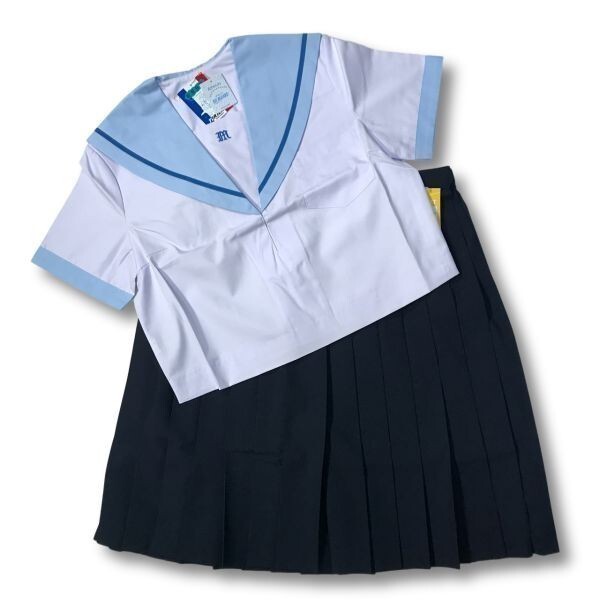 [ new goods unused goods ] sailor summer clothing on .& extra skirt 1 put on * school uniform * width opening * light blue collar * blue 1 line * white color * white body *165A*15 number (SAA15G)