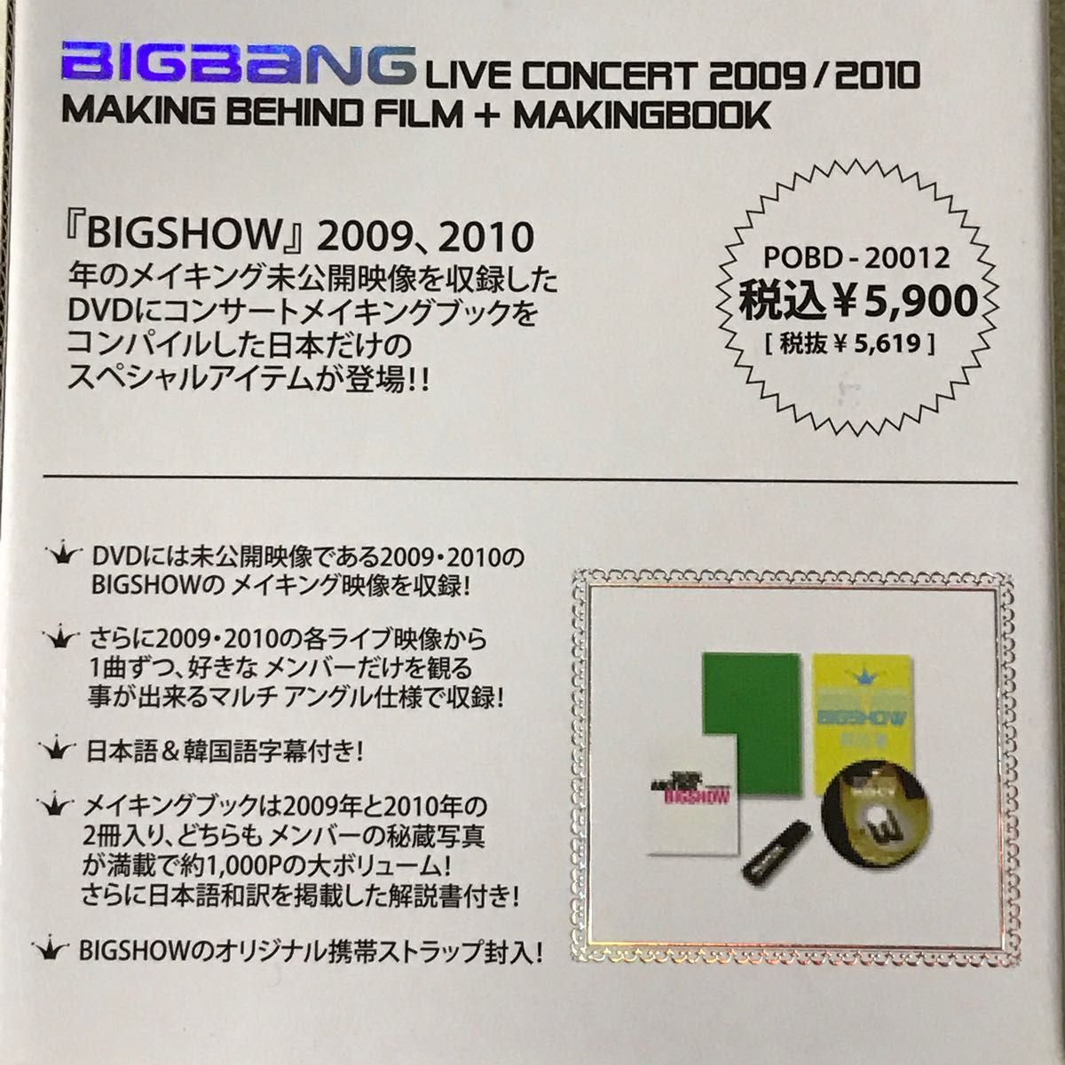 BIGBANG/2009・2010 BIGSHOW MAKING DVD&BOOK SPECIAL REPACKAGE初回生産限定