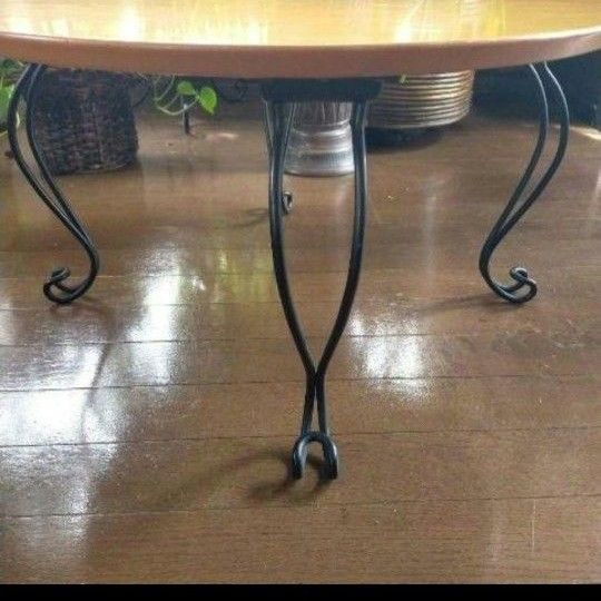 アンティーク 可愛い 折りたたみ ローテーブル アイアン 猫足 センターテーブル 丸テーブル