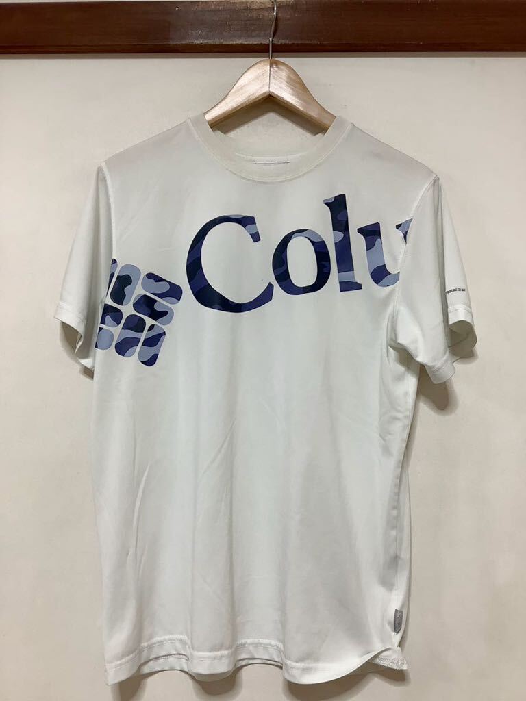 ふ1388 Columbia コロンビア メッシュTシャツ 半袖Tシャツ M ホワイト ドライ 速乾 迷彩柄ロゴ OMNI FREEZE ZERO_画像1