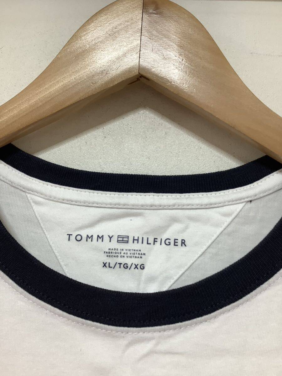 へ1355 TOMMY HILFIGER トミーヒルフィガー ロゴデザイン 半袖Tシャツ XL ホワイト_画像3