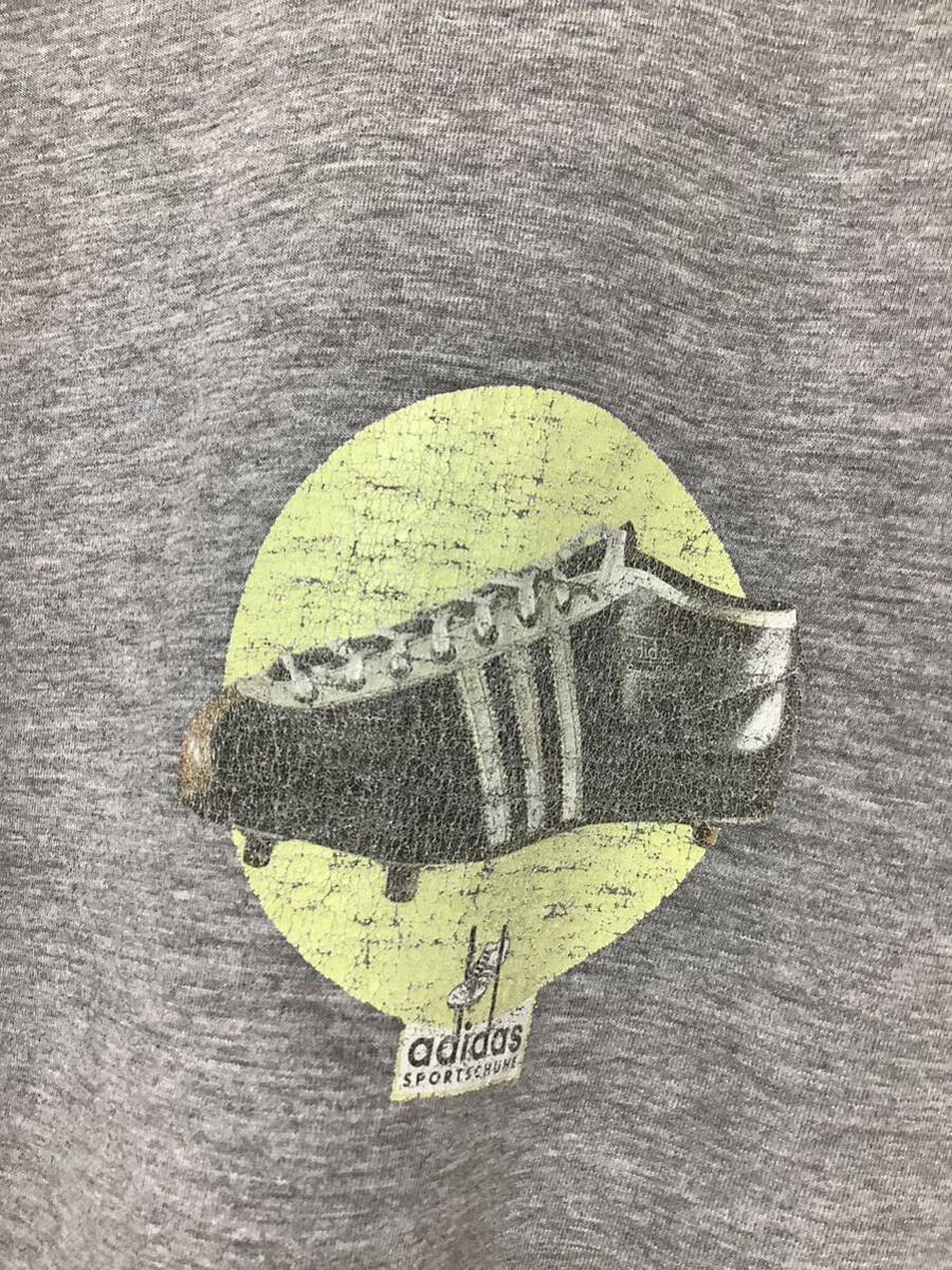 へ1386 adidas アディダス プリントTシャツ 半袖Tシャツ スパイクプリント L グレー トルコ製 古着_画像4