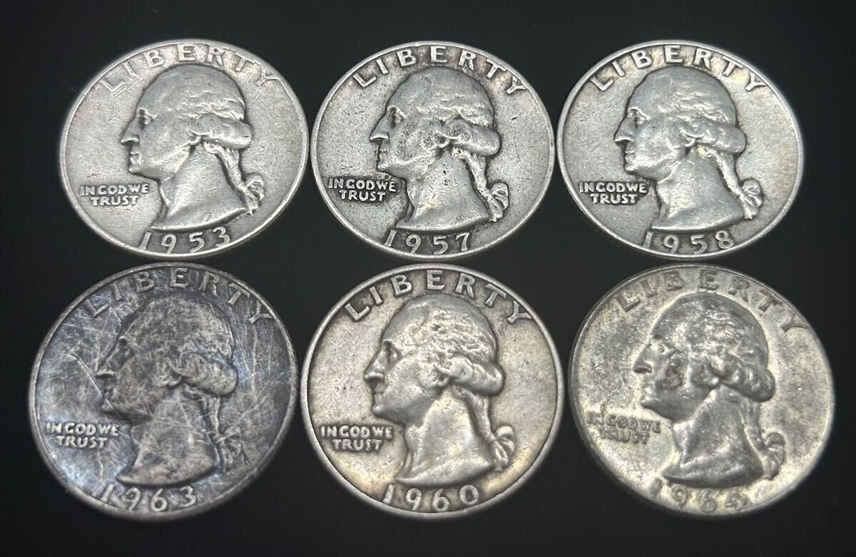 アメリカ クォーターダラー QUARTER DOLLAR 25セント銀貨 ワシントン 1953 1957 1958 1960 1963 1964 12枚まとめ 外国コイン 0d ⑧_画像3