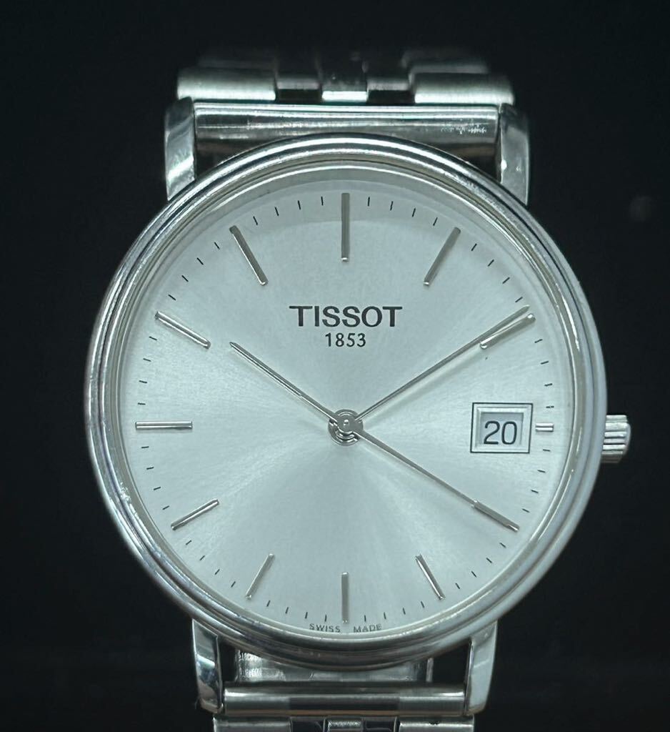 TISSOT T870/970 SKO-JA メンズ腕時計 クォーツ デイト シルバー文字盤 QZ 銀色 時間調整可能 0002F_画像1