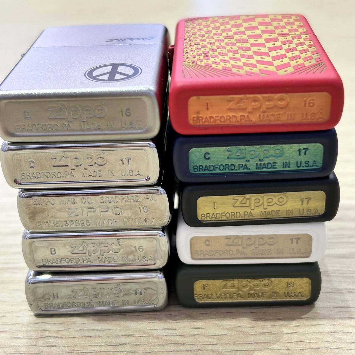 #9221　ZIPPO　おまとめ　10点　未使用品ばかり　色付き　ラブ＆ピース　火花確認済_画像4