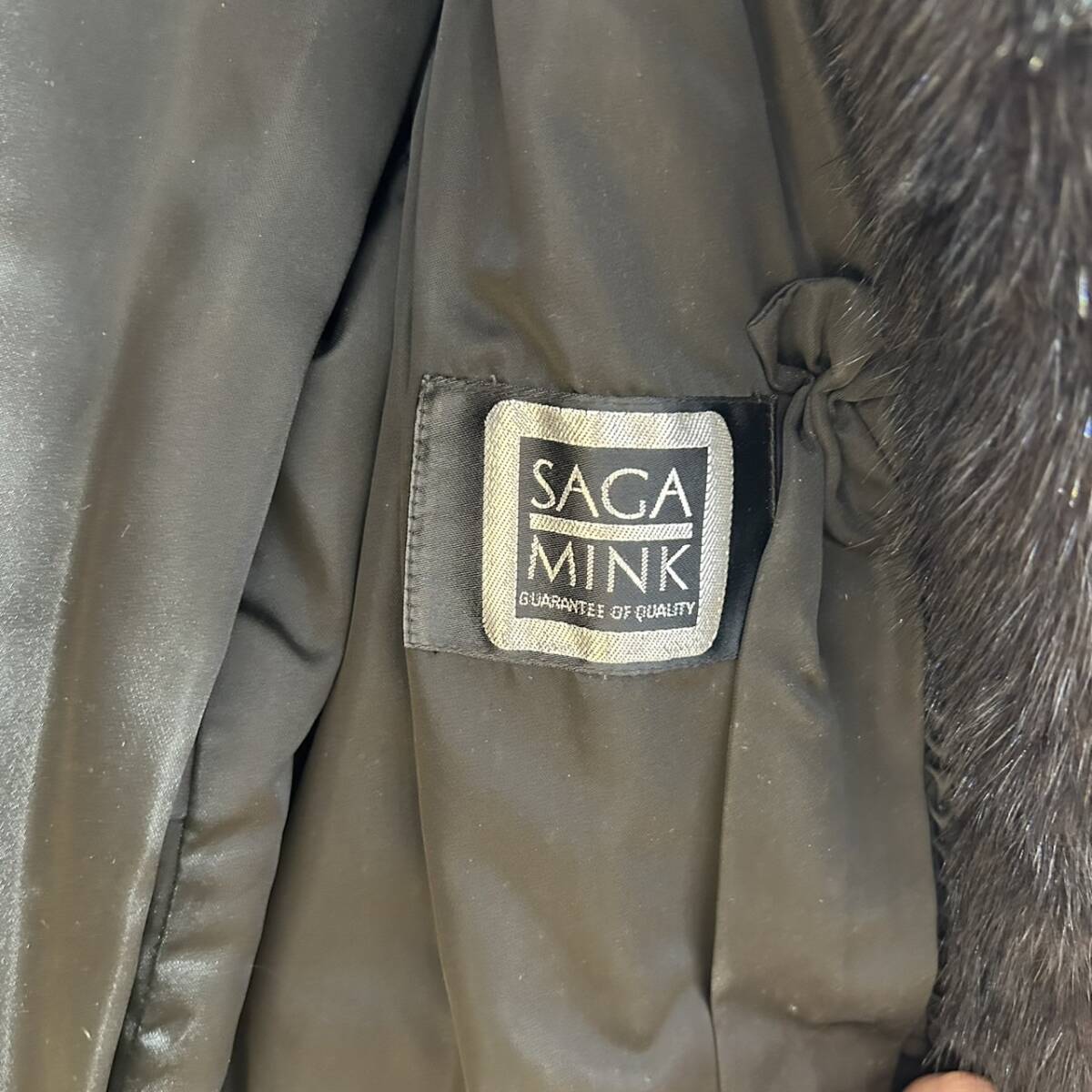 #9223 SAGA MINK サガミンク 毛皮 ミンク ファー セミロング コート ロングコート レディース ブラック 9号 使用感少なめ　保管品_画像2