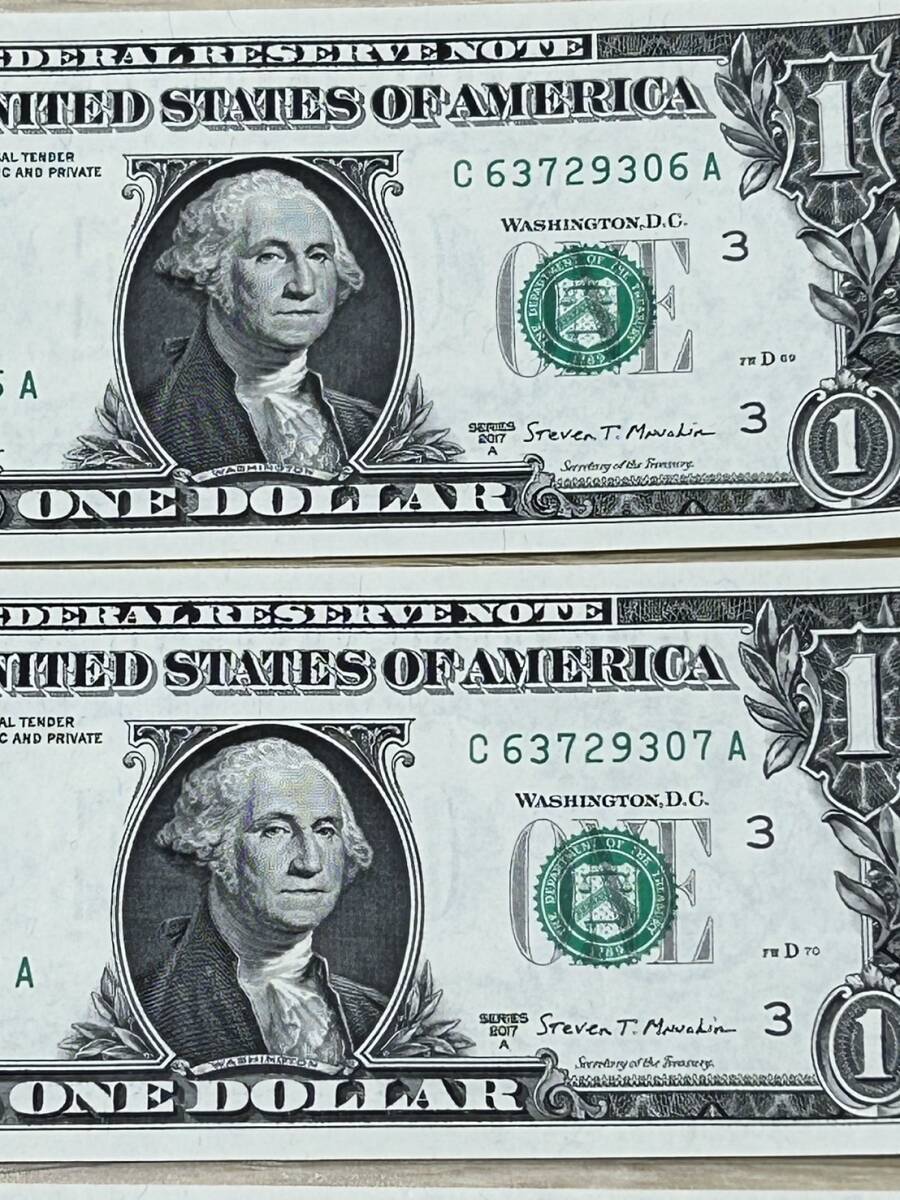 #9133 アメリカ 1ドル紙幣 2017年Aシリーズ Cマーク ピン札 10枚連番 CHICAGOの画像6