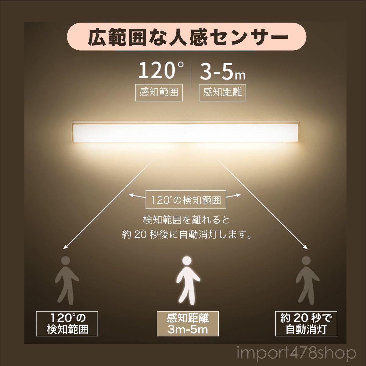 センサーライト　人感センサー　ライト　LED　室内　玄関　2個セット　照明　クローゼットライト　廊下　充電式　小型　ランタン_画像3