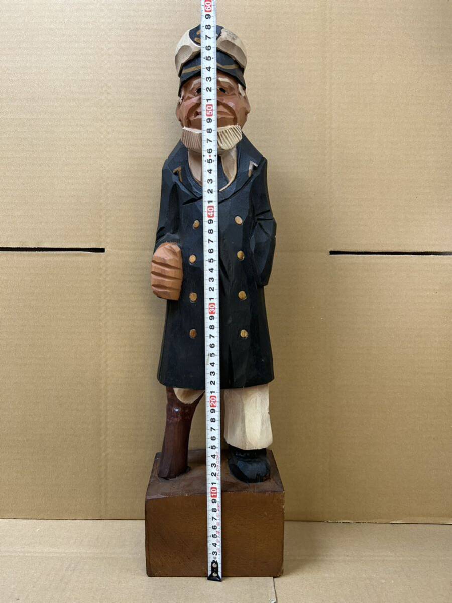 【た-5-30】120 100円スタート 日本製 COLLECTORS DOLL 船長 全長約58cm 木製 木彫り 置物 アンティーク ヴィンテージ 中古品の画像2