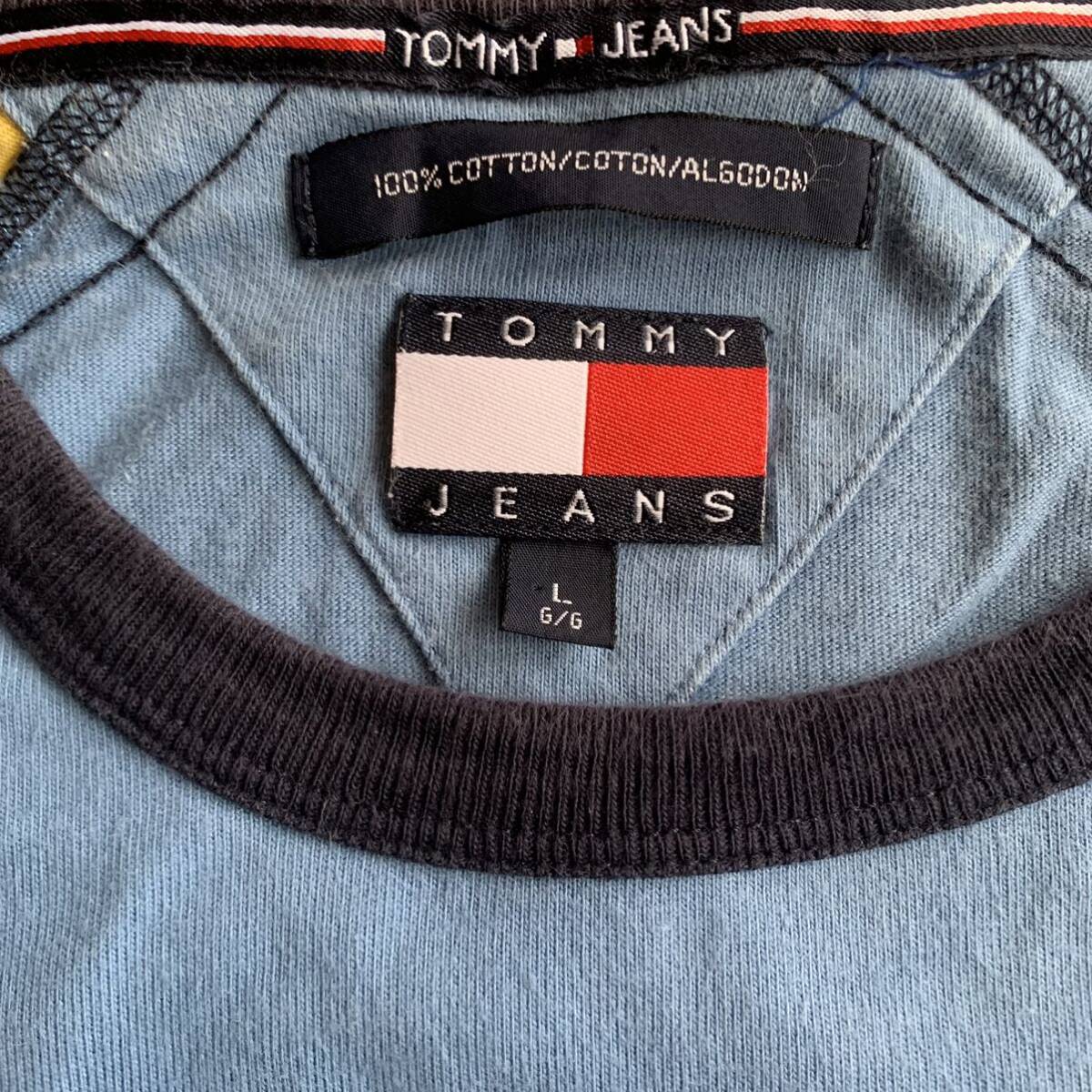 90s tommy jeans トミージーンズ　ラグラン　切り替え　tシャツ_画像2