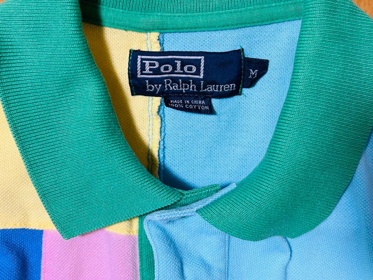 希少！ POLO ポロ ラルフローレン パッチワーク ポロシャツ マルチカラー Mサイズ Ralph Lauren