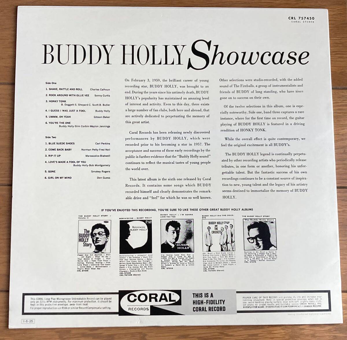 国内盤 バディ・ホリー ショウケース Buddy Holly SHOWCASE MCA CORAL P-6125_画像2