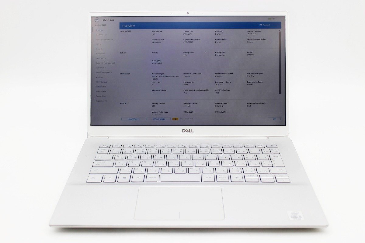 【JUNK】 DELL Inspiron 5490 Core i5 10210U 8GB BIOS確認のみ ACアダプター ストレージ欠品 ノートパソコン i5 10世代CPU【tkj-02349】_画像1