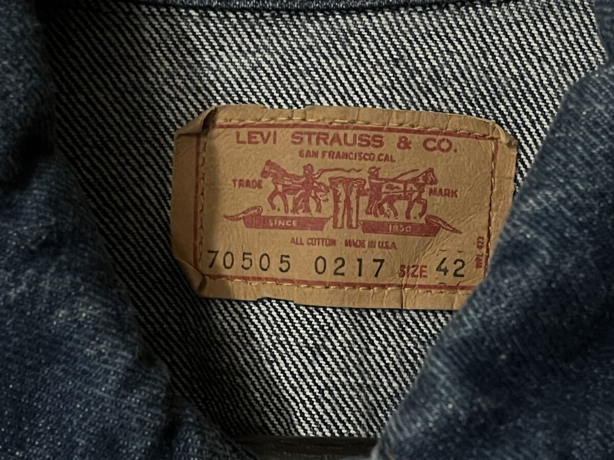 極上 Levi's リーバイス 70505 デニムジャケット スモールe 42 ビッグサイズ サード 3rd 4th 71205　60S　70S　80S 557XX ビッグE_画像3