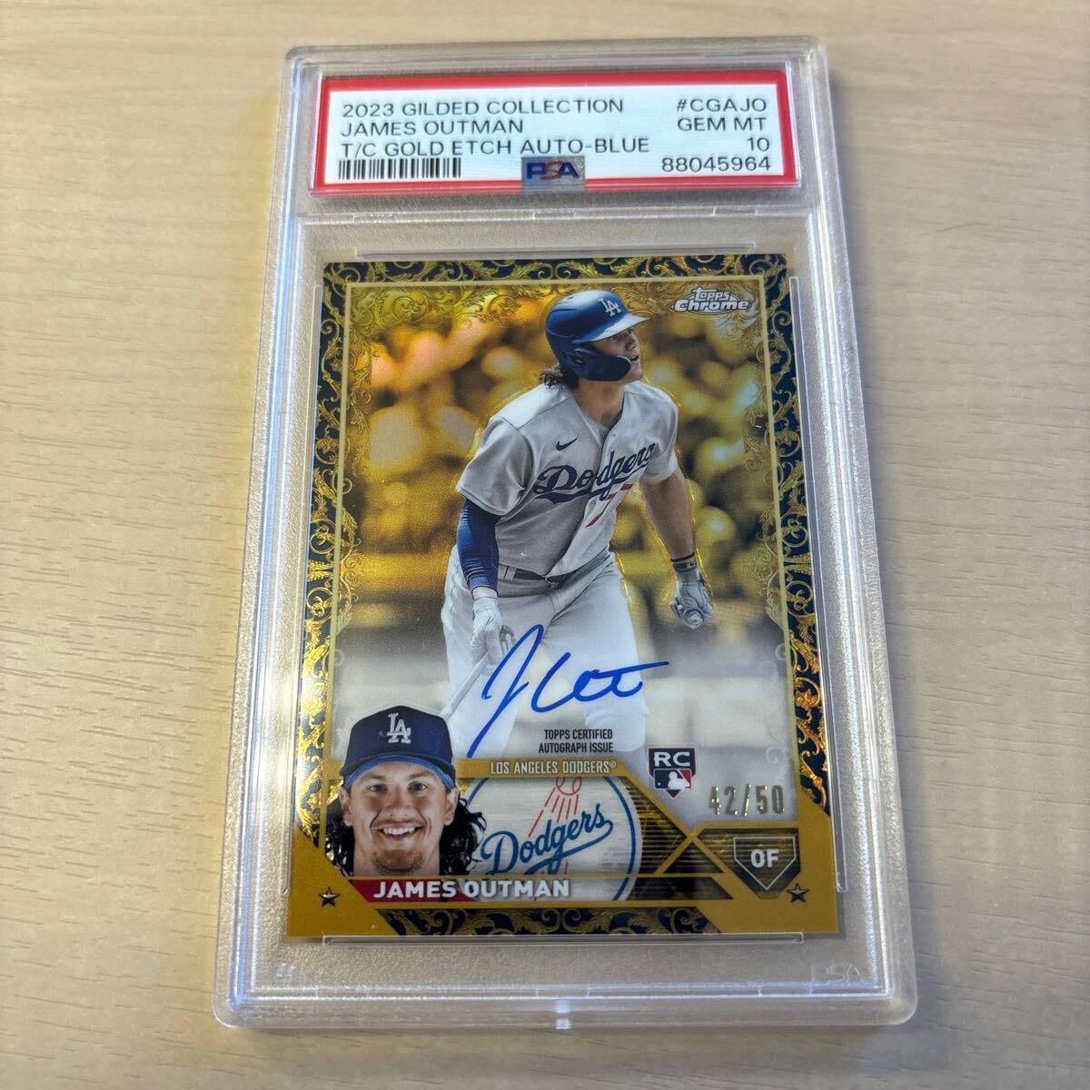 MLB　PSA10 2023 TOPPS GILDED AUTO 直書き Gold ETCH /50 RC JAMES OUTMAN DODGERS_画像1