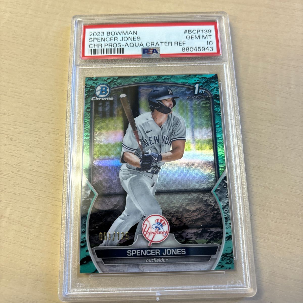 BOWMAN　PSA10 2023 BOWMAN CHROME 1st Base AQUA CRA 1/125 SPENCER JONES YANKEES_画像1