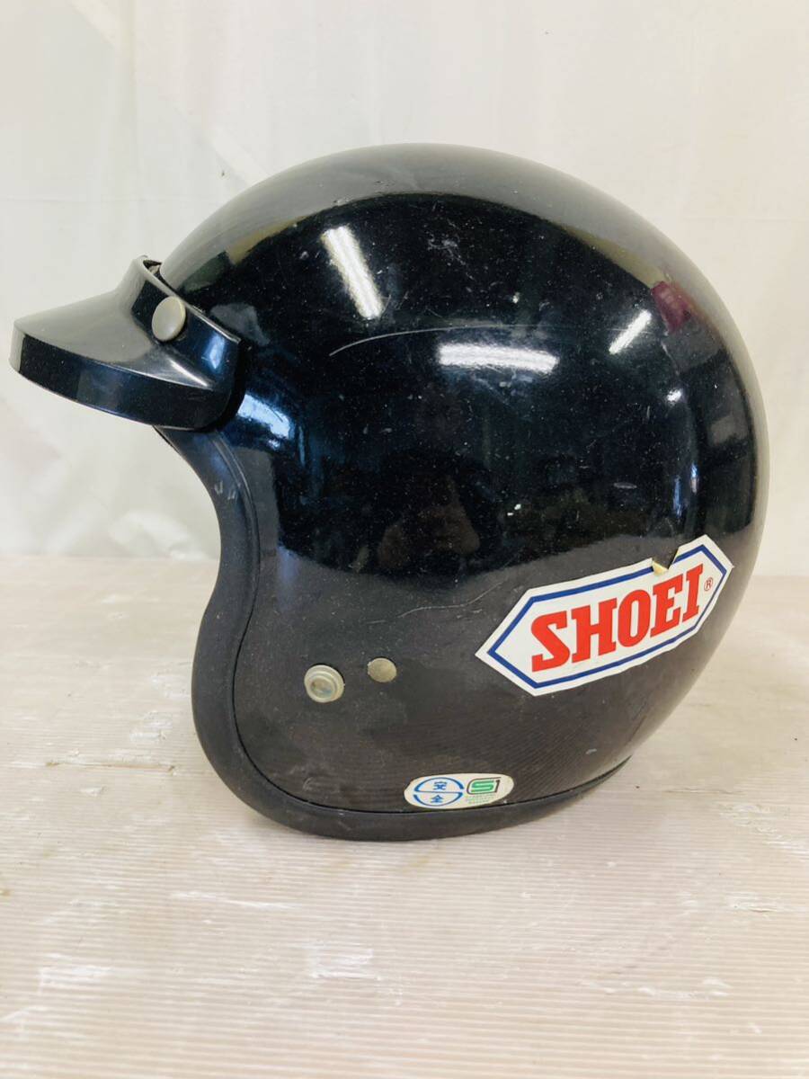 3e143 必見! SHOEI SR-X7 ジェットヘルメット L サイズ 59～60cm ブラック バイザー付き ショウエイ 中古 現状品の画像3