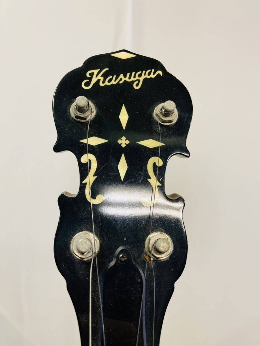5e26 必見! KASUGA バンジョー ギター 弦楽器 ハードケース付 5弦 春日楽器 中古品 現状品 _画像4