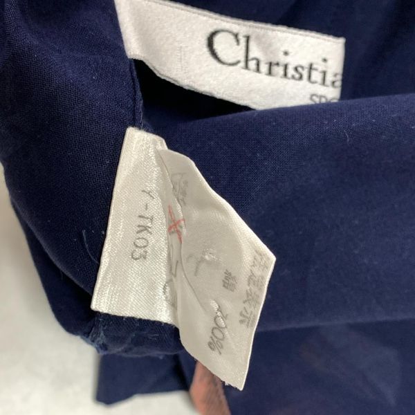 LA1414 クリスチャンディオール シアーテーラード襟Christian DiorSPORTS スポーツ ダークネイビー 綿コットン100％ブラウス 濃紺 Mの画像7