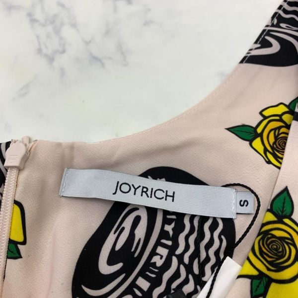 A2841 新品タグ付き ジョイリッチ ひざ丈ワンピース JOYRICH ノースリーブ フレア 総柄 ピンク S_画像7