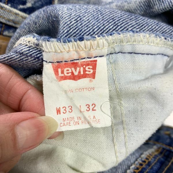 A2951 リーバイス 550 リラックステーパード LEVI'S デニム ジーンズ 青 ブルー 紺 ネイビー 綿 コットン ケミカルウォッシュ 33_画像7