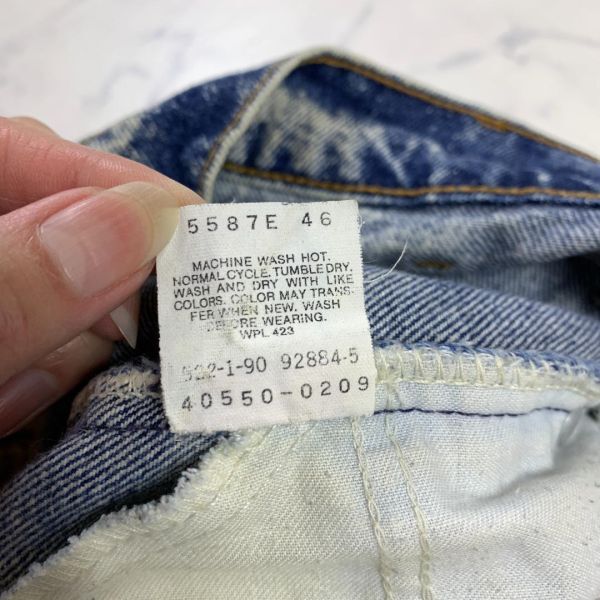 A2951 リーバイス 550 リラックステーパード LEVI'S デニム ジーンズ 青 ブルー 紺 ネイビー 綿 コットン ケミカルウォッシュ 33_画像8