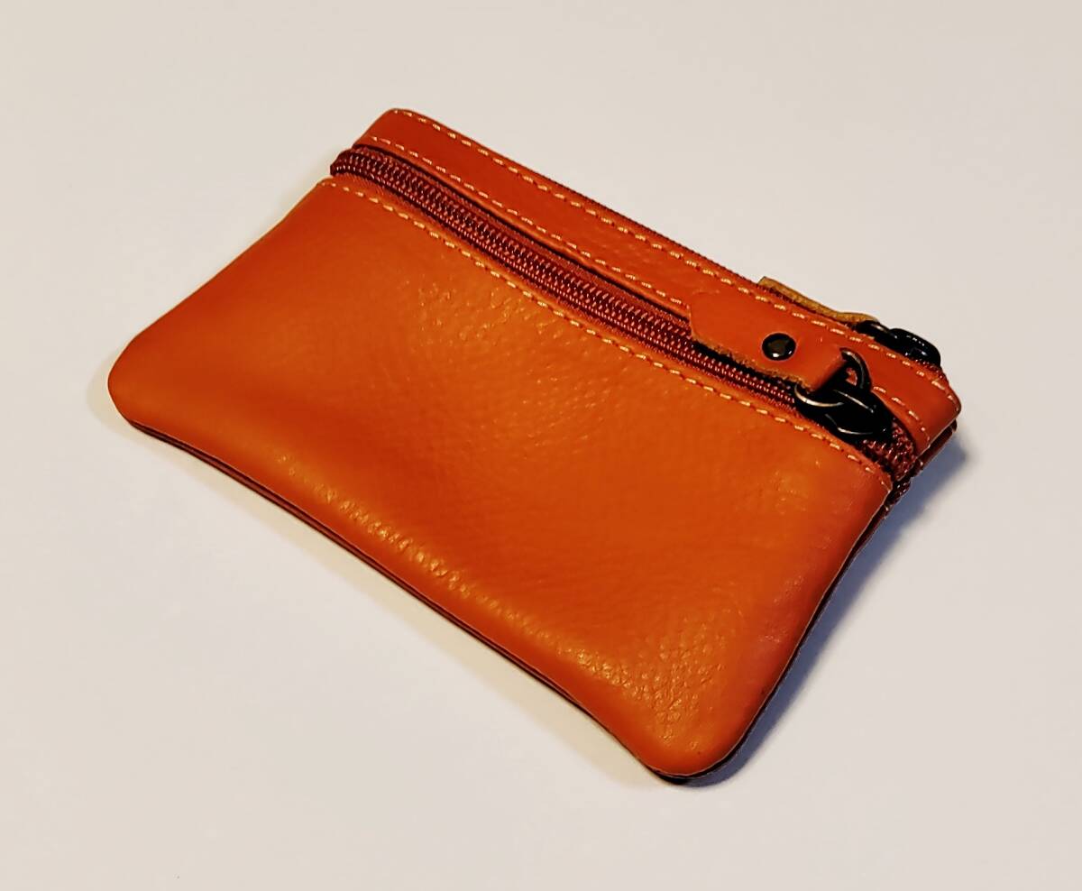 マルチケース 小銭入れ コインケース 財布 小物入れ ウォレット 本革 レザー カラー オレンジの画像3