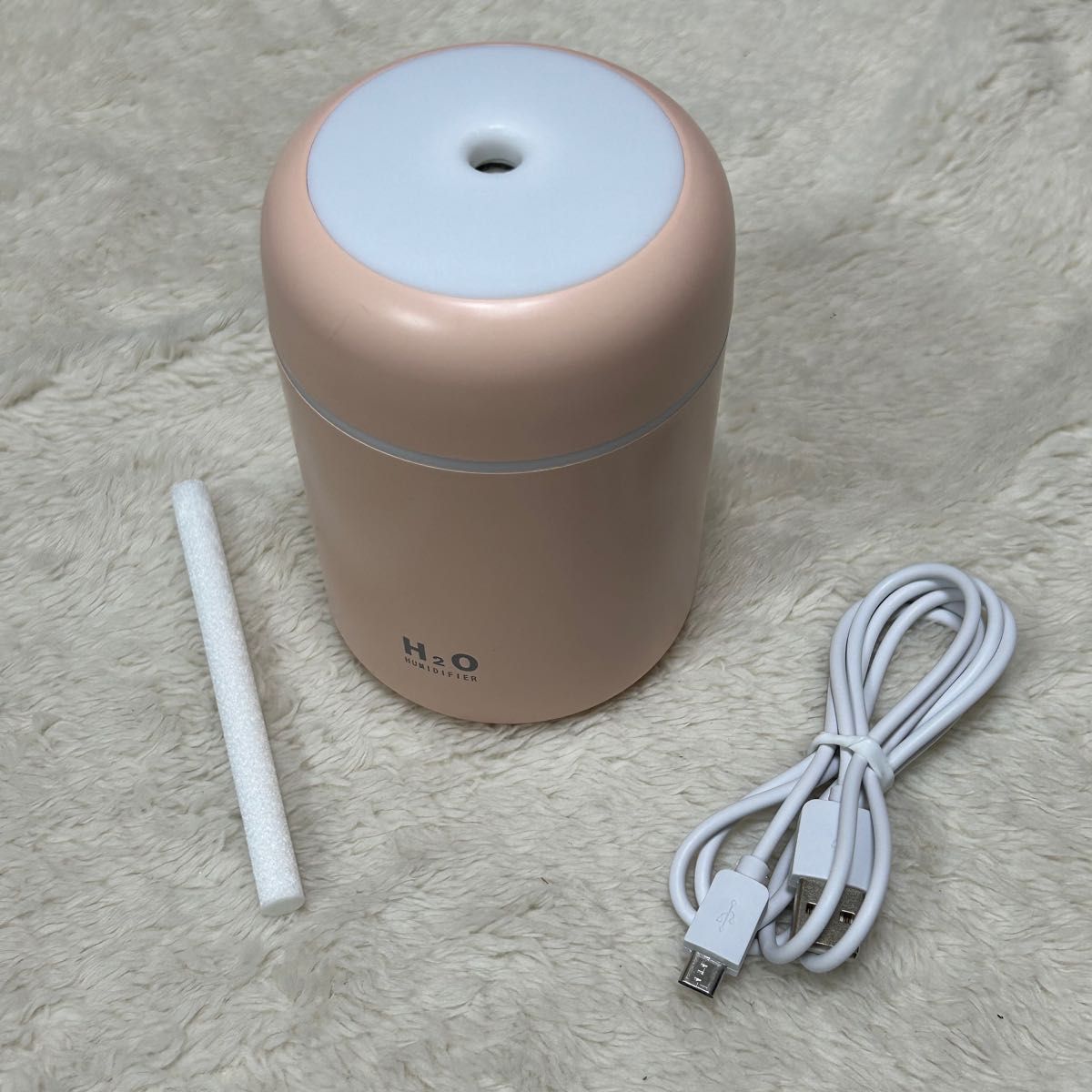 USB加湿器 超音波式 2タイプ噴射モード 車載 卓上 携帯 オフィス 寝室にも ディフューザー 空気洗浄機 (ピンク)