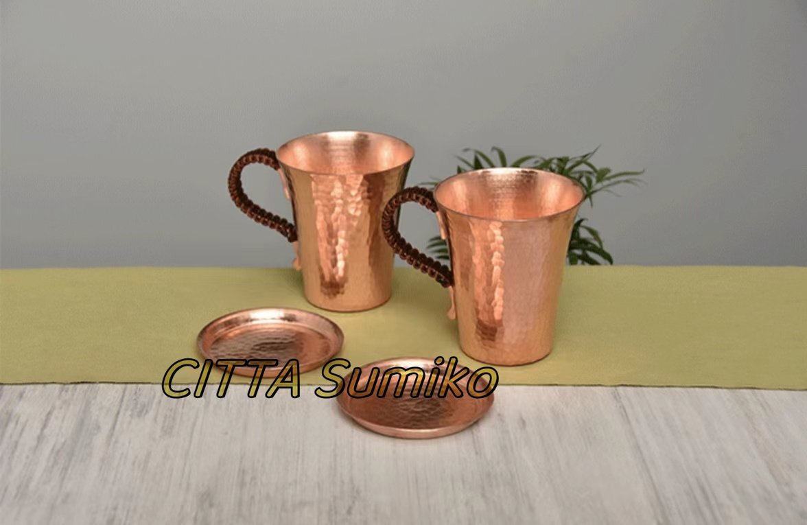 極上品純銅製 マグカップ ビールグラス ふた付きの手で厚くしたハンマーカップ 銅の水カップ 350ml_画像2