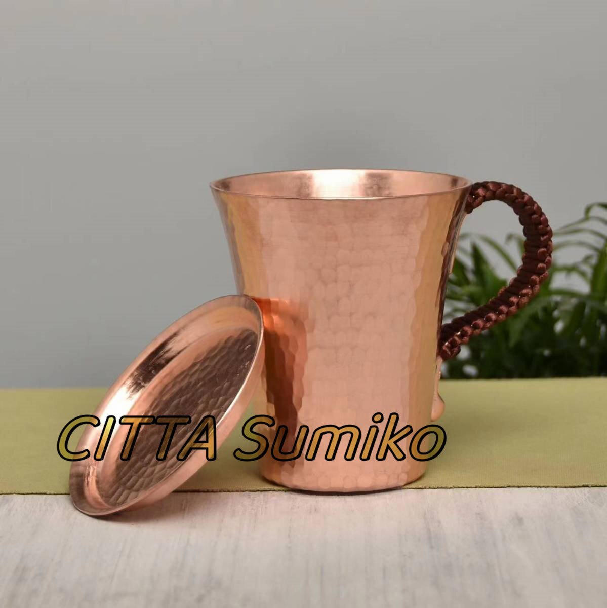 極上品純銅製 マグカップ ビールグラス ふた付きの手で厚くしたハンマーカップ 銅の水カップ 350ml_画像6
