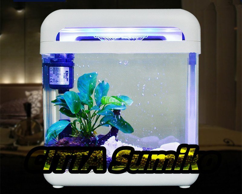  мощный рекомендация *. починка простой! маленький размер аквариум салон стакан Mini аквариум стекло аквариум стекло LED освещение все в одном type аквариумная рыбка для погружной насос имеется фильтрующий материал есть 
