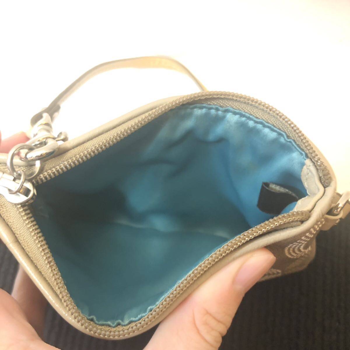  Coach Mini pouch key case coin case make-up pouch canvas signature 