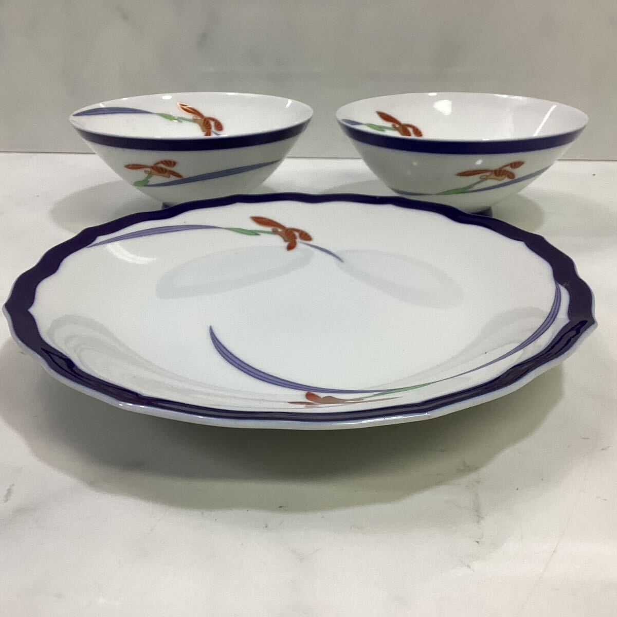 香蘭社　お茶碗　皿セット　3個セット　オーキッドレース　和食器　レトロ（Ｊ-19_画像2
