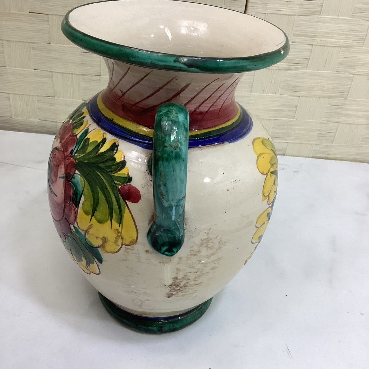 イタリア製花瓶 CERAMICHE PAOLI イタリア製 花瓶 壺 ペイントアート J117