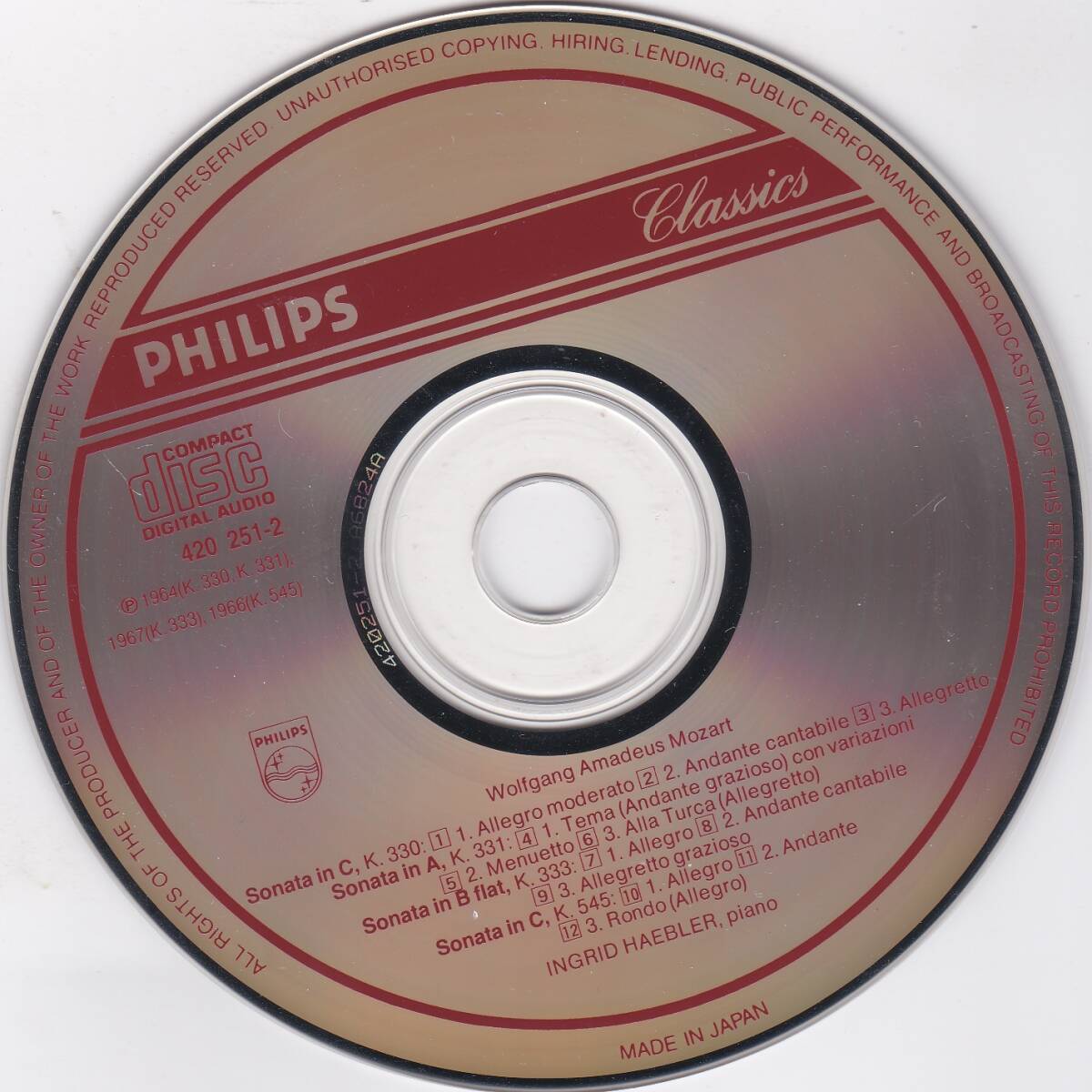 ♪PHILIPS初期盤♪ヘブラー　モーツァルト　ピアノソナタ集　トルコ行進曲他　長帯付き　32CD-3077_画像3