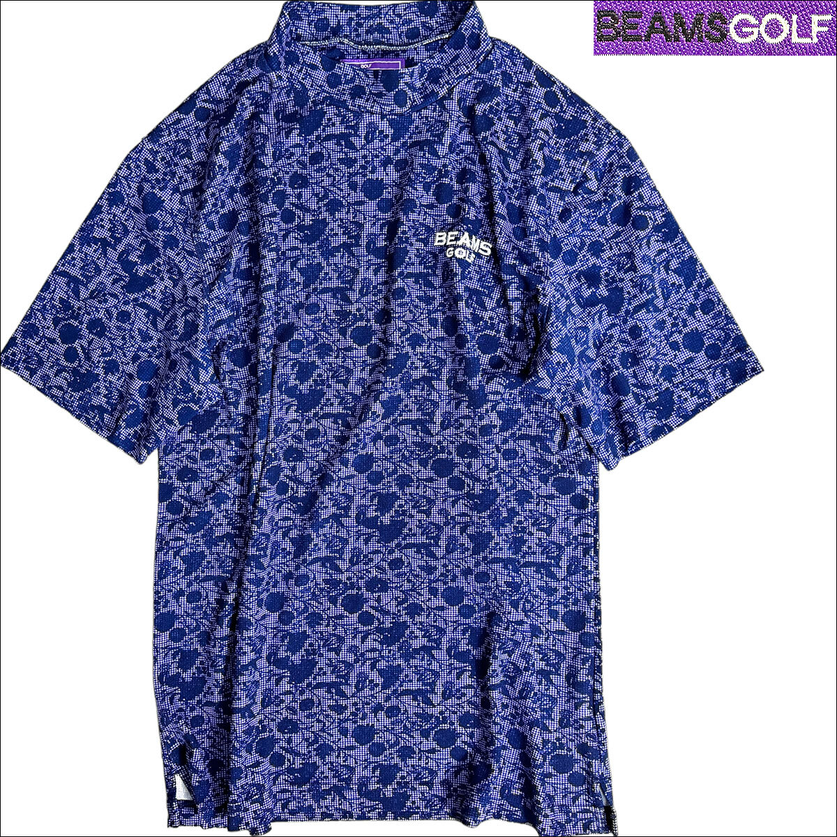 J3596 美品 ビームスゴルフパープルレーベル 21SS ハイネック モックネックカットソー パープル XL BEAMS GOLF_画像1