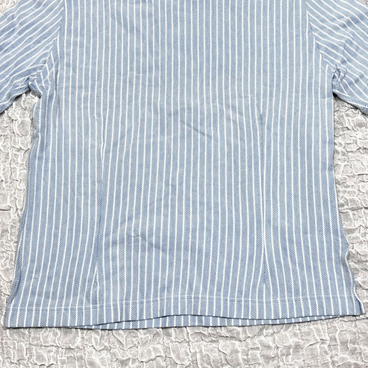 GUY ROVER ギローバー　ストライプ　半袖ポロシャツ　サイズM ブルー_画像7
