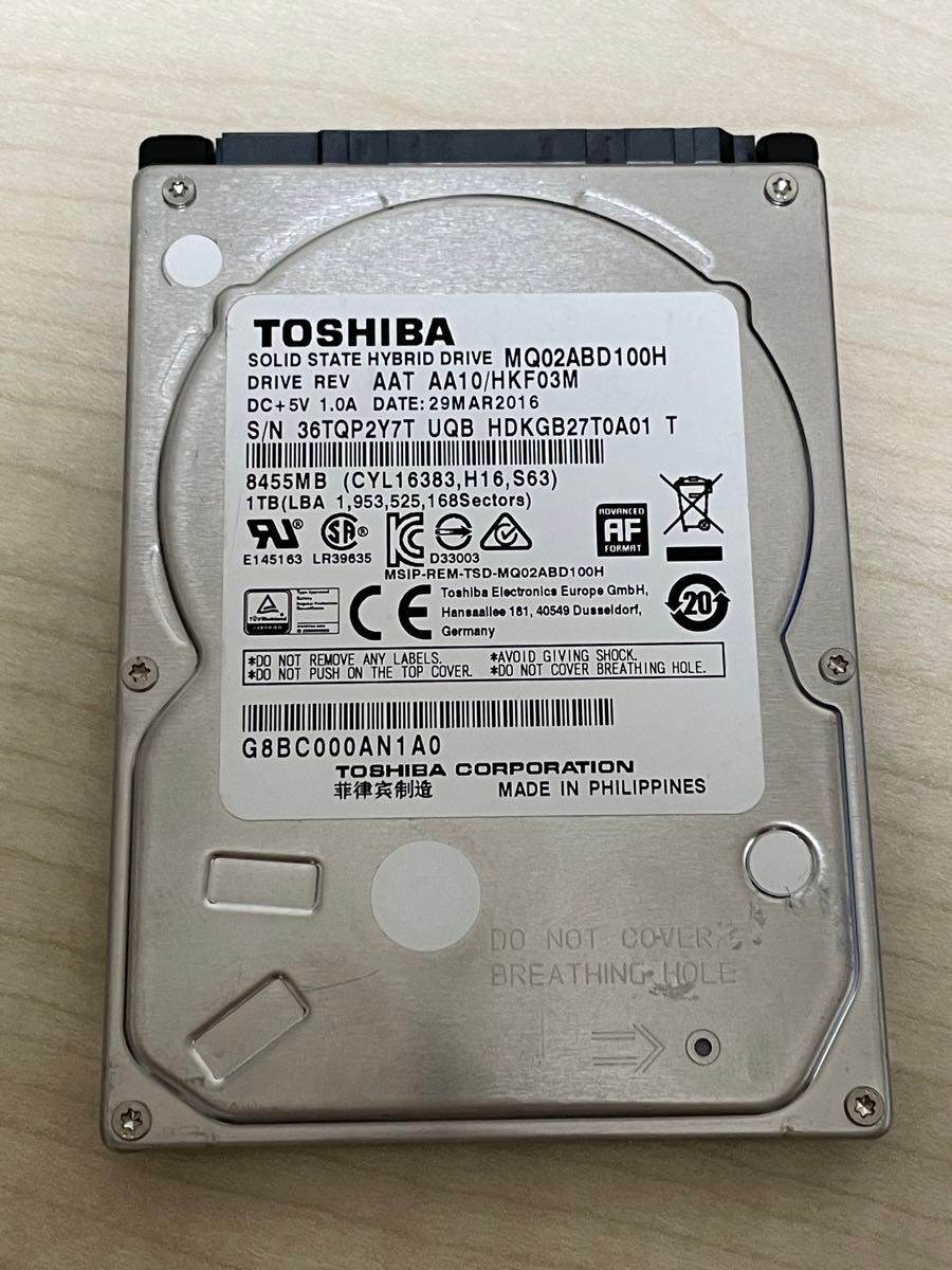 東芝 TOSHIBA 2.5インチHDD ハードディスク 1TB MQ02ABD100H